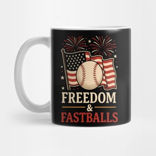 Freedom & Fastballs Baseball 4th of July Patriotic Mug
